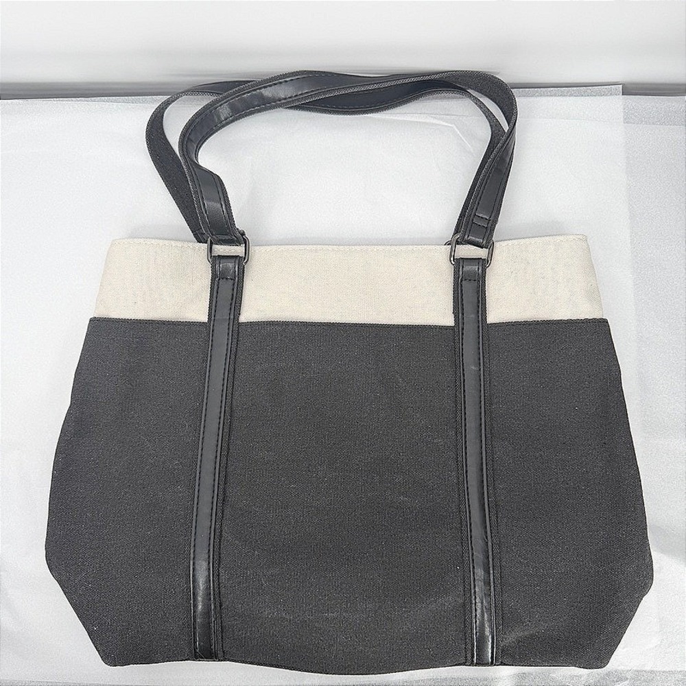Tote Bag Laptop Canvas Travel Two Tone Trim Work Travel Gear Hauler Size Medium
